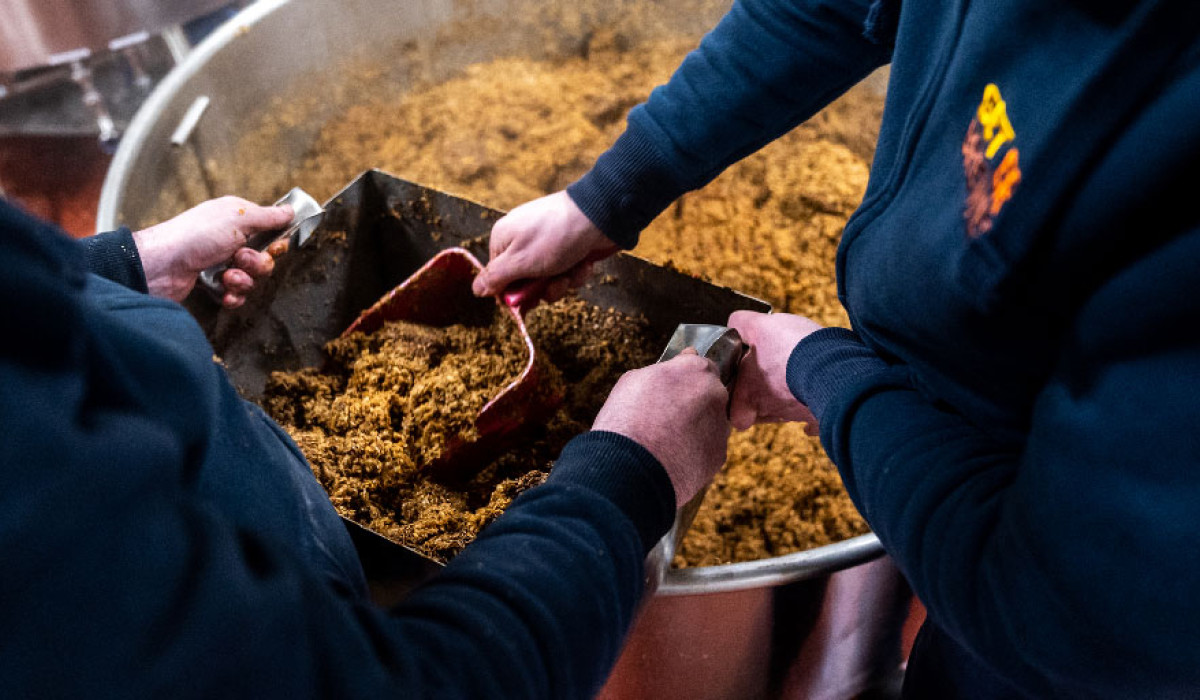 Taking mash out in Our Brewery